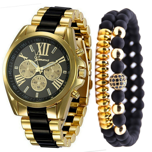 Wholesale Alloy And Stainless Steel Men's Leisure Round Dial Quartz Watch With Fake Three Eye Design