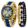 Wholesale Alloy And Stainless Steel Men's Leisure Round Dial Quartz Watch With Fake Three Eye Design