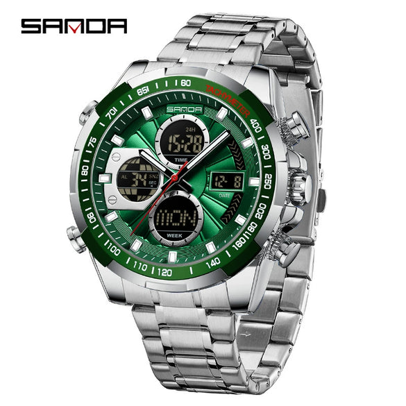 Wholesale Alloy And Steel Strip Multifunctional Sports Waterproof Electronic Quartz Watch For Men In Highend Style Round Shape