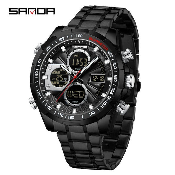Wholesale Alloy And Steel Strip Multifunctional Sports Waterproof Electronic Quartz Watch For Men In Highend Style Round Shape