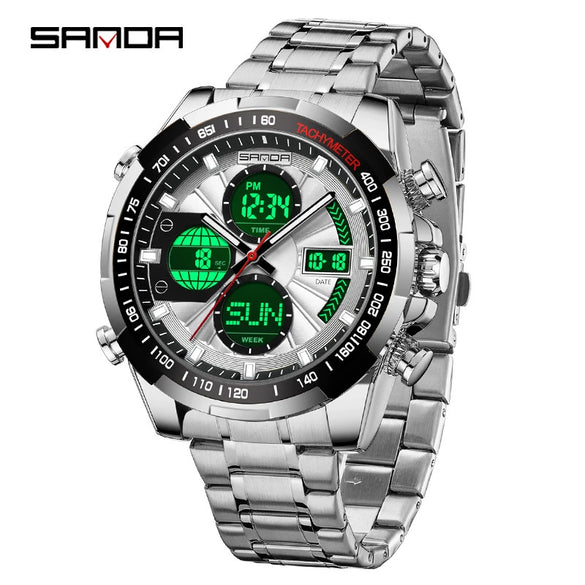 Wholesale Alloy And Steel Strip Multifunctional Sports Waterproof Electronic Quartz Watch For Men In Highend Style Round Shape
