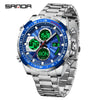Wholesale Alloy And Steel Strip Multifunctional Sports Waterproof Electronic Quartz Watch For Men In Highend Style Round Shape