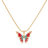 Wholesale Alloy Animal And Zodiac Pattern Butterfly Pendant Necklace With Snake Bone Chain And Electroplating