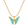 Wholesale Alloy Animal And Zodiac Pattern Butterfly Pendant Necklace With Snake Bone Chain And Electroplating