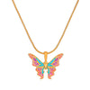 Wholesale Alloy Animal And Zodiac Pattern Butterfly Pendant Necklace With Snake Bone Chain And Electroplating
