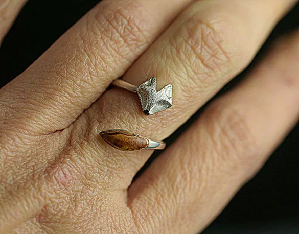 Wholesale Alloy Animal Fox Opening Ring Electroplated Jewelry For Women