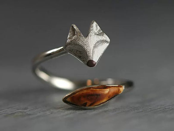 Wholesale Alloy Animal Fox Opening Ring Electroplated Jewelry For Women