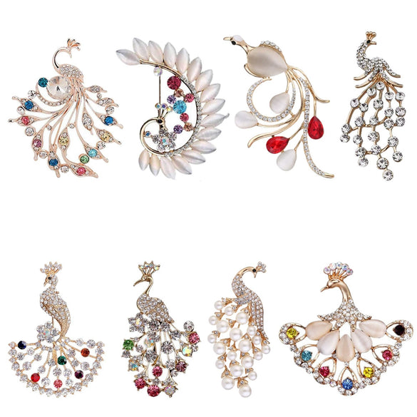 Wholesale Alloy Animal Peacock Brooch Electroplated For Women Fashion Clothing Accessories Jewelry