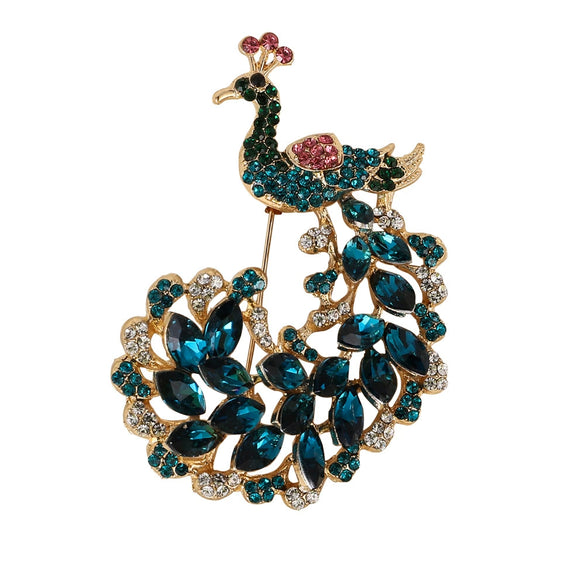 Wholesale Alloy Animal Peacock Brooch Electroplated For Women Fashion Clothing Accessories Jewelry