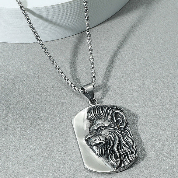 Wholesale Alloy Animal Retro Personalized Hiphop Lion Head Necklace With Electroplating For Men