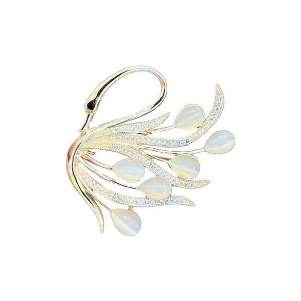 Wholesale Alloy Animal Style Electroplated Ladies Swan Brooch Suit Pin Accessories