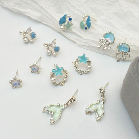 Wholesale Alloy Animal Zodiac Electroplated Women's Earrings In Ocean Summer Beach Style