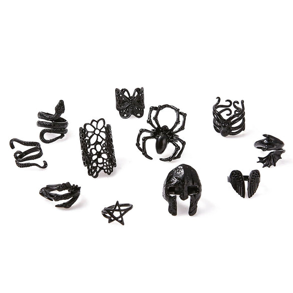 Wholesale Alloy Animals Zodiac Electroplated Ring With Snake Skull Spider Mask Design