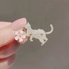 Wholesale Alloy Antilight Women's Cute Animal Kitten Cherry Blossom Brooch Electroplated