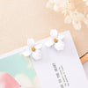 Wholesale Alloy Baking Paint Four Leaf Clover Flower Earrings For Women