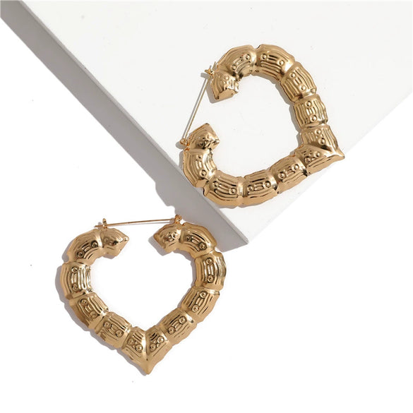 Wholesale Alloy Bamboo Geometric Pattern Electroplated Punk Hiphop Women's Earrings