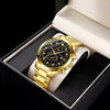 Wholesale Alloy Band Men's Round Dial Quartz Watch With Fake Two Eyes Calendar And Horseshoe Buckle Leisure Style
