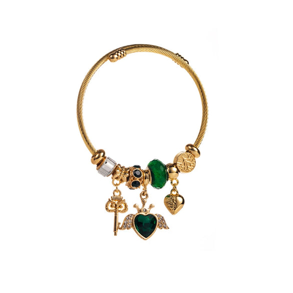 Wholesale Alloy Beaded Bracelet With Heart Pattern And Owl Pendant For Women