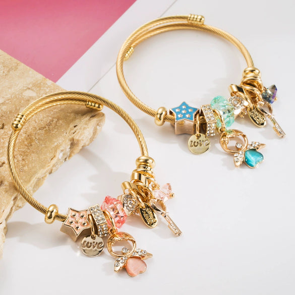 Wholesale Alloy Beaded Fashion Doll Star Shaped Diamond Styling Female Bracelet