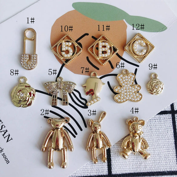 Wholesale Alloy Bear Rose Pendant Earrings Jewelry Accessories