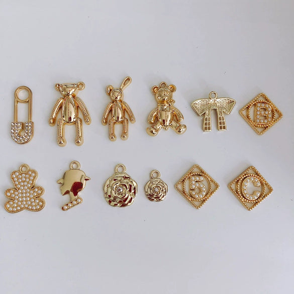 Wholesale Alloy Bear Rose Pendant Earrings Jewelry Accessories