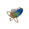 Wholesale Alloy Blue Pearl Butterfly Flower Styling Electroplating Women's Brooch
