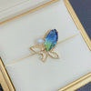 Wholesale Alloy Blue Pearl Butterfly Flower Styling Electroplating Women's Brooch