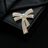 Wholesale Alloy Bow Geometric Rhinestone Pearl Women's Elegant Electroplated Brooch