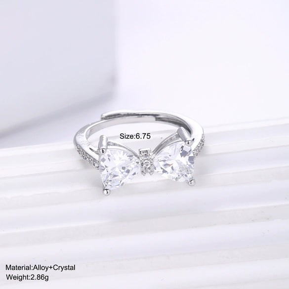 Wholesale Alloy Bow Shaped Opening Adjustable Ring And Bracelet With Electroplating For Women