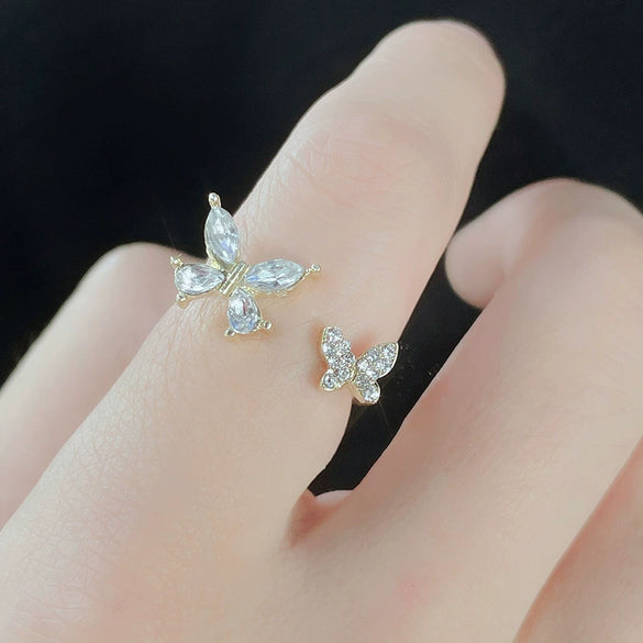 Wholesale Alloy Bow Shaped Opening Adjustable Ring And Bracelet With Electroplating For Women