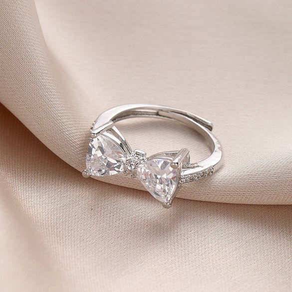 Wholesale Alloy Bow Shaped Opening Adjustable Ring And Bracelet With Electroplating For Women