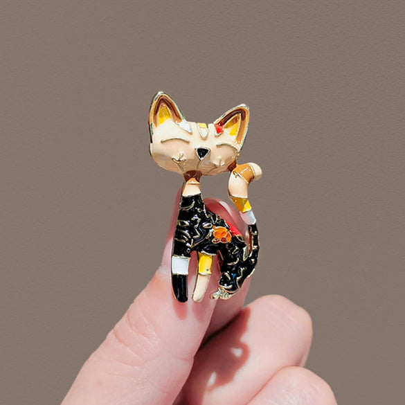 Wholesale Alloy Brooch Pin Retro Black Kitten Design Electroplated Women's Accessories