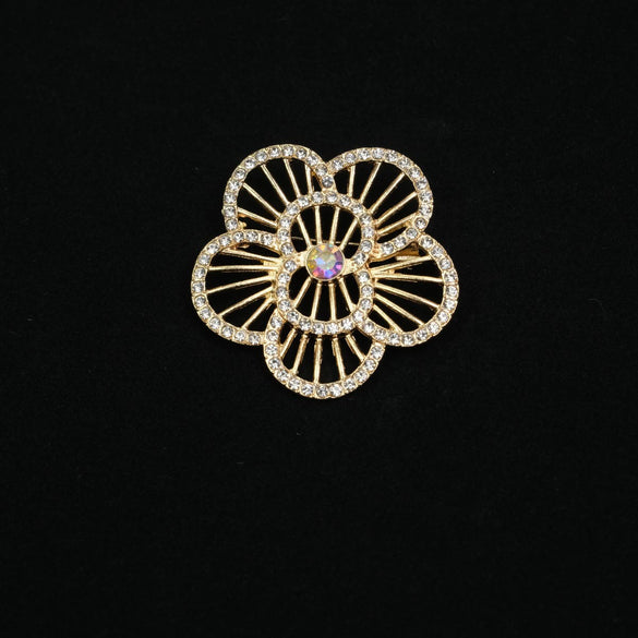 Wholesale Alloy Brooch Women's Light Luxury Diamondinlaid Flower Electroplated Clothing Accessories