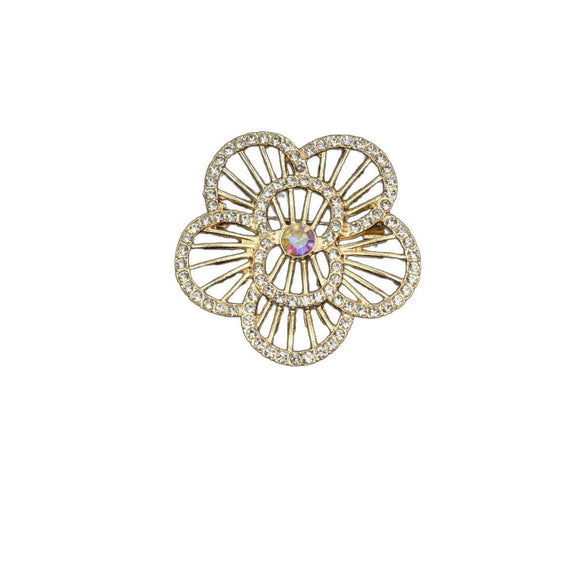 Wholesale Alloy Brooch Women's Light Luxury Diamondinlaid Flower Electroplated Clothing Accessories