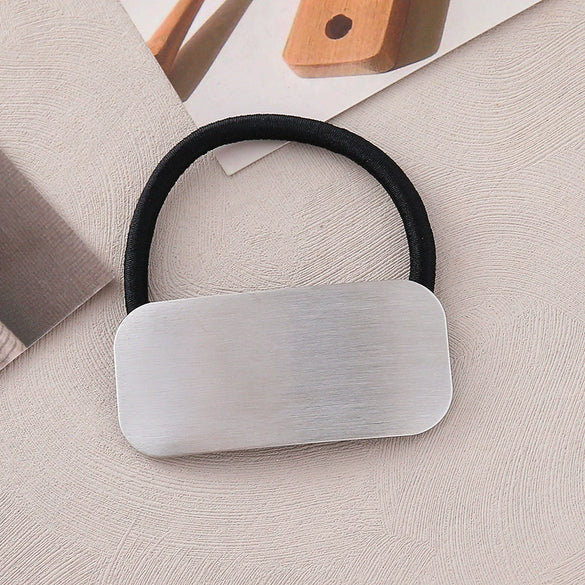 Wholesale Alloy Brushed Square Love Chain Hair Ring With Electroplating Process And High Design Sense