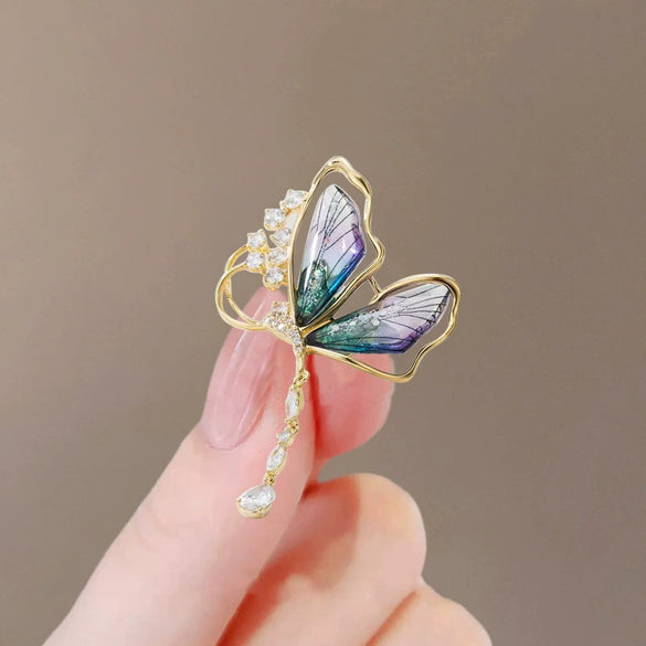 Wholesale Alloy Butterfly Tassel Drop Shaped Electroplated Brooch For Ladies