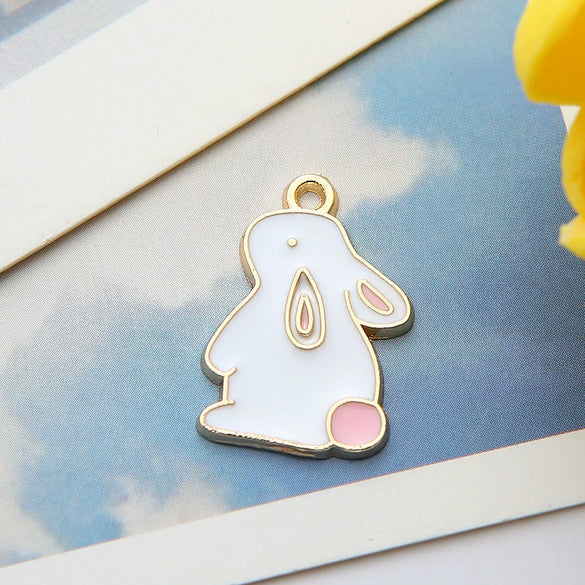 Wholesale Alloy Cartoon Rabbit Dripping Oil Pendant Earrings Jewelry Accessories
