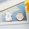 Wholesale Alloy Cartoon Rabbit Dripping Oil Pendant Earrings Jewelry Accessories