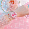 Wholesale Alloy Case Imitation Leather Strap Stainless Steel Buckle Round Dial Cartoon Style Heart Shaped Female Watch