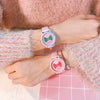 Wholesale Alloy Case Imitation Leather Strap Stainless Steel Buckle Round Dial Cartoon Style Heart Shaped Female Watch