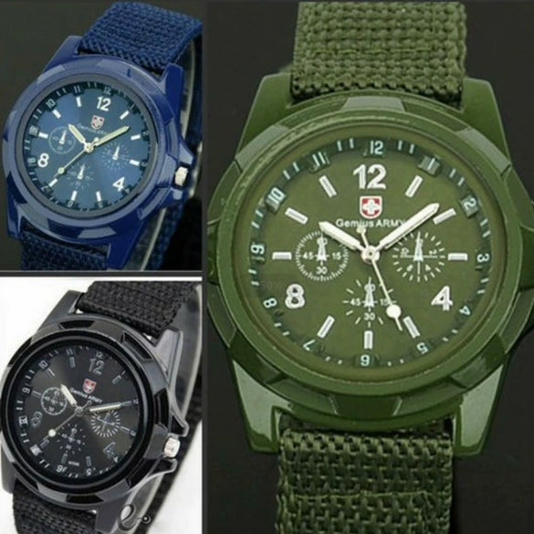 Wholesale Alloy Case Nylon Woven Strap Men's Quartz Watch Round Dial Luminous Pointer Casual Sports Style