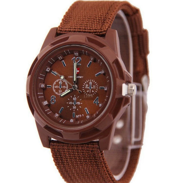 Wholesale Alloy Case Nylon Woven Strap Men's Quartz Watch Round Dial Luminous Pointer Casual Sports Style
