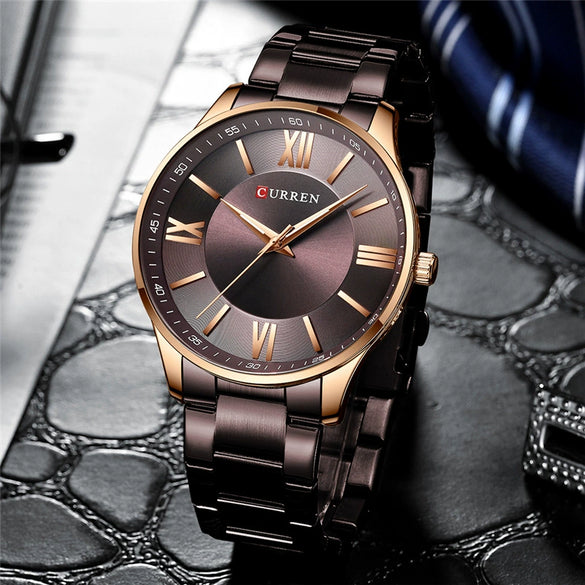 Wholesale Alloy Case Stainless Steel Band Round Dial Waterproof Quartz Men's Business Fashion Watch