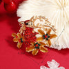 Wholesale Alloy Christmas Deer Brooch With Dripping Oil And Leaf Design