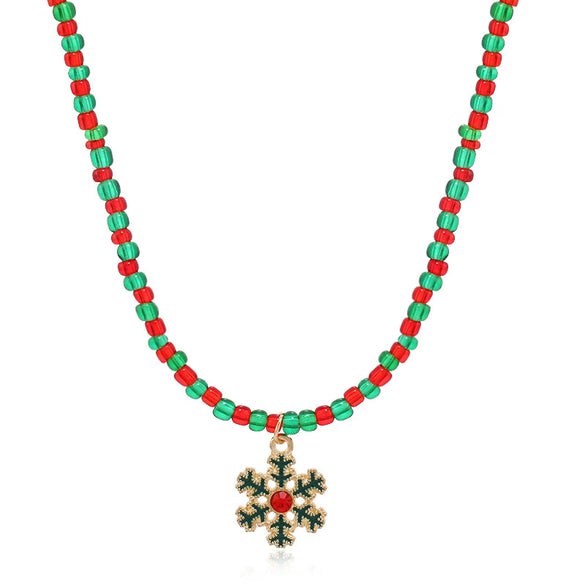 Wholesale Alloy Christmas Necklace With Round Beads And Geometric Pendant For Women Sweet And Cool Style