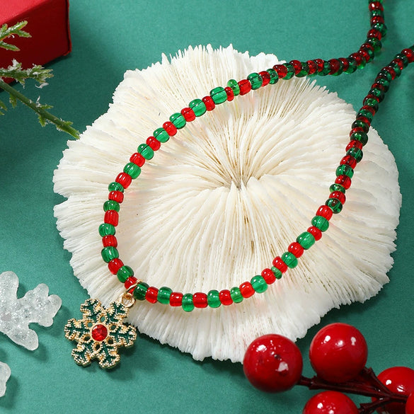 Wholesale Alloy Christmas Necklace With Round Beads And Geometric Pendant For Women Sweet And Cool Style