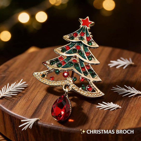 Wholesale Alloy Christmas Tree Brooch Pins With Simple Festive Design And Electroplated Finish