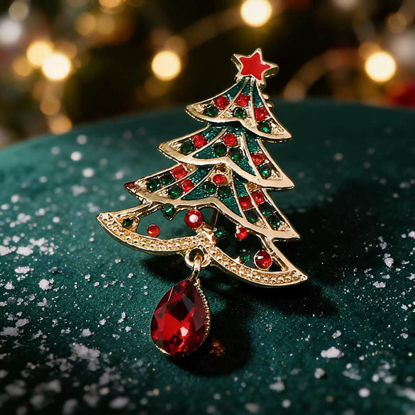 Wholesale Alloy Christmas Tree Brooch Pins With Simple Festive Design And Electroplated Finish