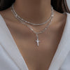 Wholesale Alloy Clavicle Necklace For Women With Geometric Pattern And Diamond Inlay Cross Chain Style