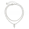 Wholesale Alloy Clavicle Necklace For Women With Geometric Pattern And Diamond Inlay Cross Chain Style